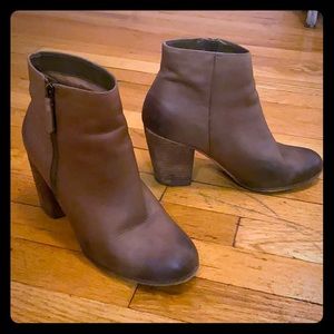 Brown leather booties